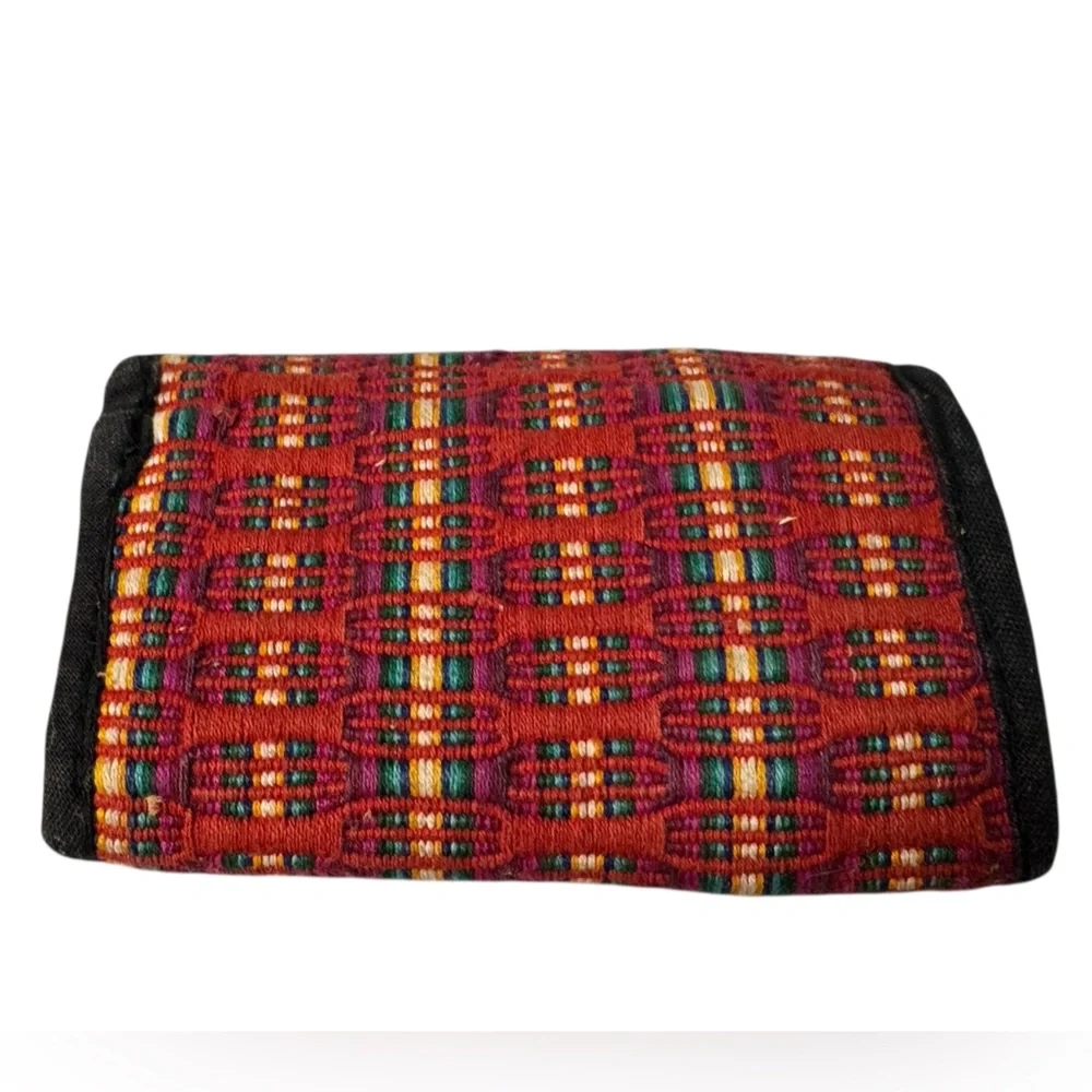 Colorful Vintage Red Boho Reggae 80s Men’s Velcro Hippie Trifold Wallet Rare